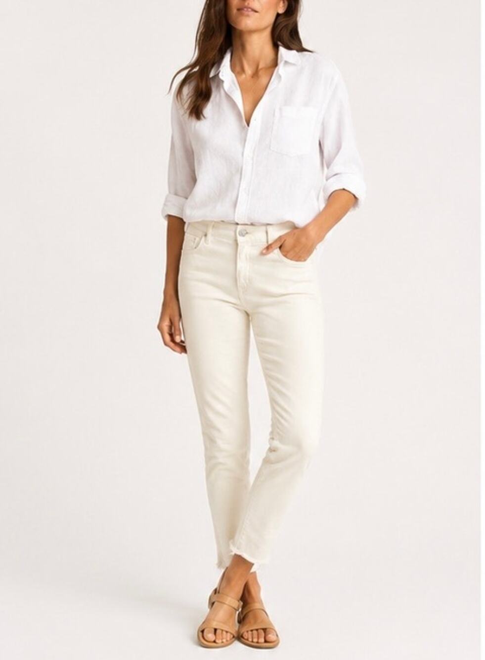 Frank And Eileen Sligo High Waisted Skinny Jeans Pant Cream Size 27